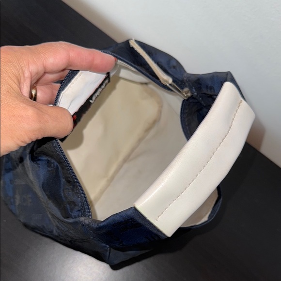 Versace Blue Nylon with White Leather Mini Bag with Elegant Logo Design - Picture 11 of 16